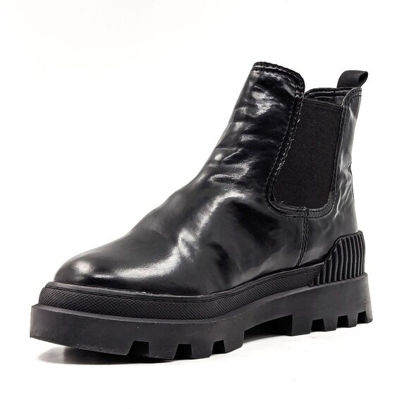 Circus Women Black Vegan Leather Slip-on Platform Festival Chelsea sz 9.5 - Picture 3 of 10